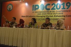 Konferensi Indonesian Palm Oil Conference (IPOC) 2019 and 2020 Price Outlook, yang digelar di Nusa Dua, Bali, pada Kamis (31/10/2019).