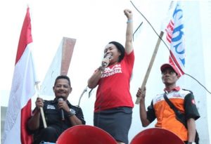 Presiden Konfederasi Serikat Buruh Seluruh Indonesia (KSBSI) Elly Rosita Silaban.