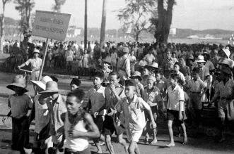 Foto: Salah satu foto Peringatan Hari Buruh Sedunia di Indonesia pada Tahun 1947. (Dok)